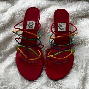 Impo Stretch Vintage Red Multicolor Strappy Sandal 8 1/2